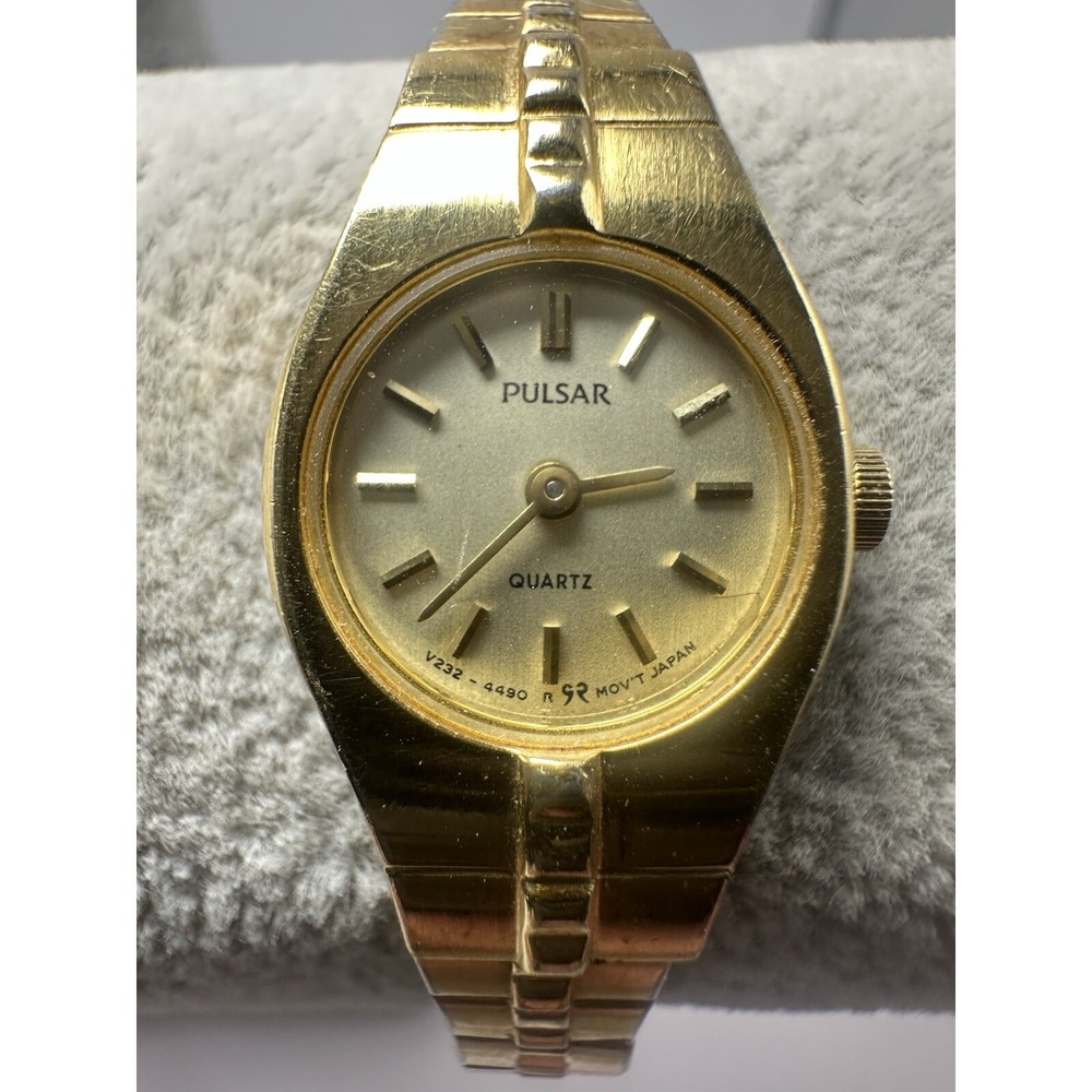 Pulsar V232-0680 Ladies Watch New Battery 16MM 6" Stretch Band Rare C28